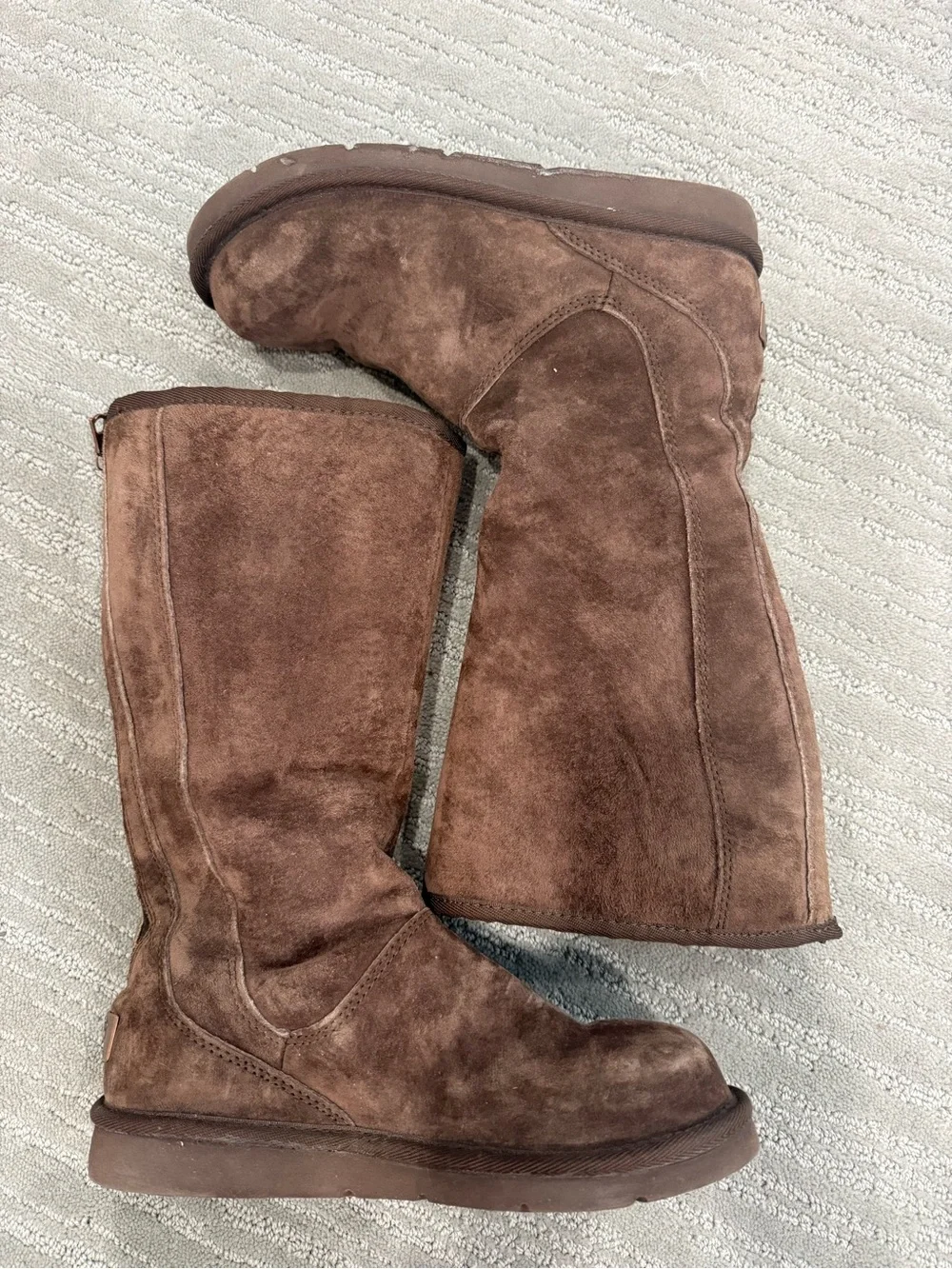UGG Australia Brown Suede Shearling Zip Boots Women’s 6 Estimated Vintage